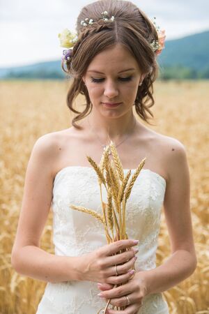 Beautiful bride on wedding dayの写真素材