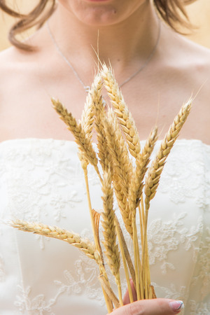 Beautiful bride on wedding dayの写真素材
