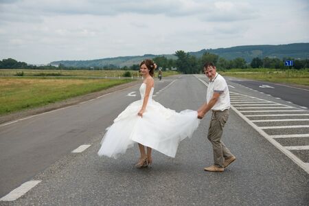 Beautiful married couple in the wedding dayの写真素材