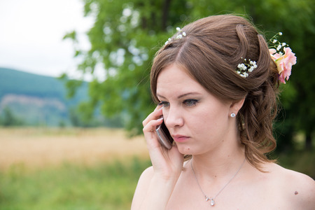 Beautiful bride on wedding dayの写真素材