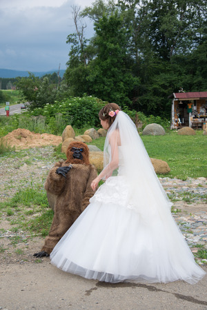 Beautiful bride on wedding dayの写真素材