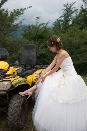 Beautiful bride on wedding dayの写真素材