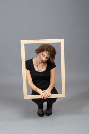 photo session in the studio cute pregnant girlの写真素材