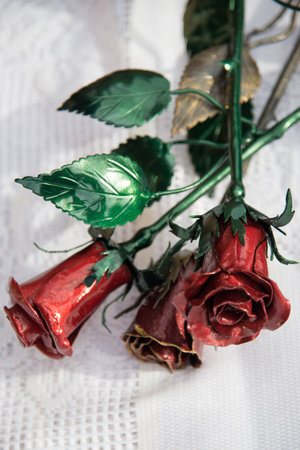 Beautiful handmade wrought iron rose from Russiaの写真素材