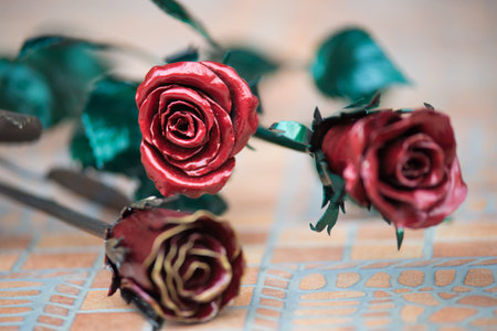 Beautiful handmade wrought iron rose from Russiaの写真素材