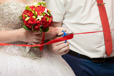 Chic and bright festive bouquet of flowersの写真素材