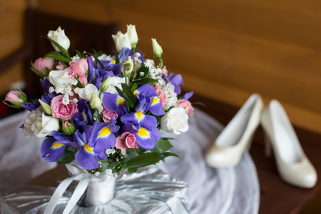 Chic and bright festive bouquet of flowersの写真素材