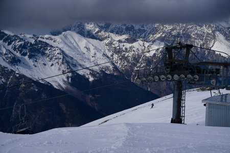 The majestic mountains of the main Caucasian range.の写真素材