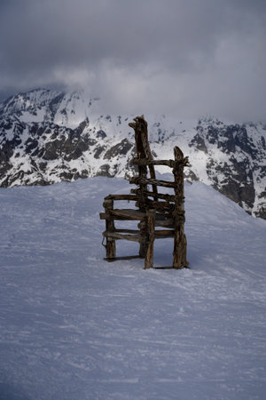 The majestic mountains of the main Caucasian range. Dombayの写真素材