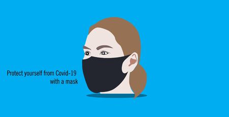 Protect yourself from Covid-19 with a maskのイラスト素材