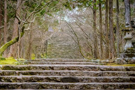 Stone stairs at a temple in Kochi, Japan.