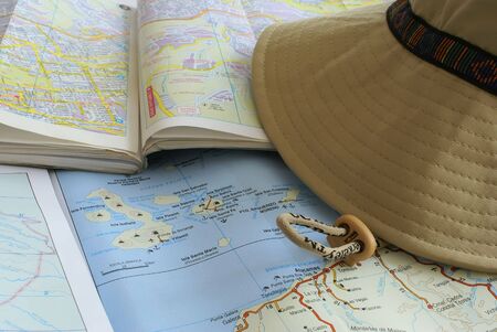 geographic map of the Galapagos islands and Quito cityの写真素材