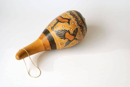 Rattle from the dried calabash. Traditional Indian musical instrument in the South America.の写真素材