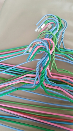 colorful clothes hangersの写真素材