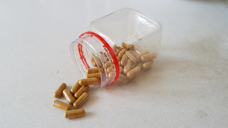 ?Bottle of the Chinese herbal capsules.の写真素材