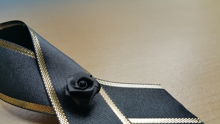 Detail shot of the black bow.の写真素材