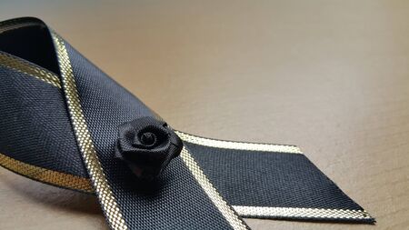 The macro shot of the elegant black bow.の写真素材
