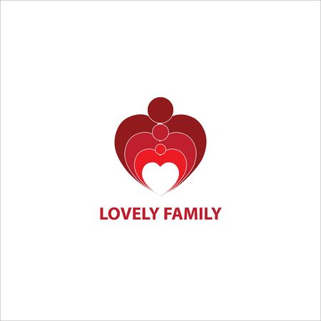 red layered love family logoのイラスト素材