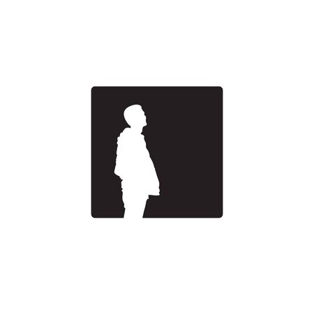 negative space man standing logo iconのイラスト素材