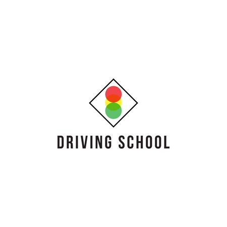 simple traffict light driving school logoのイラスト素材
