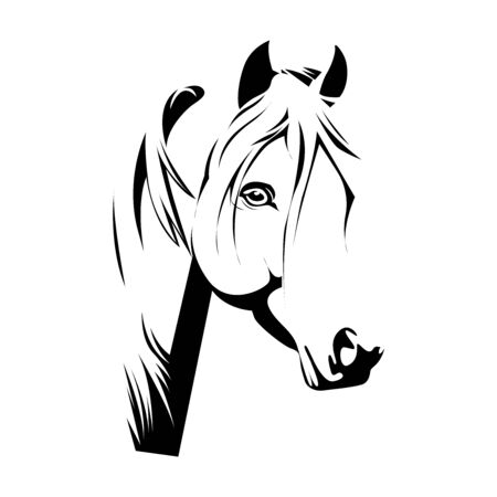 black and white horse stencil illustrationのイラスト素材