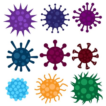 colorful simple flat circle virus collections bundle setのイラスト素材