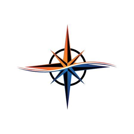 colorful vintage compass logo illustration template with orange and blue colorのイラスト素材