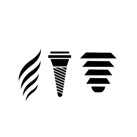 abstrack symbol icon logo implant teeth template bundle setのイラスト素材
