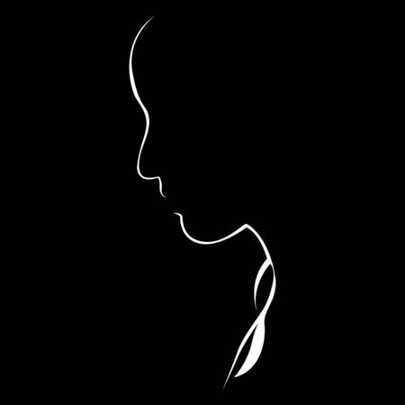 silhouette of women face on black darkness backgroundのイラスト素材