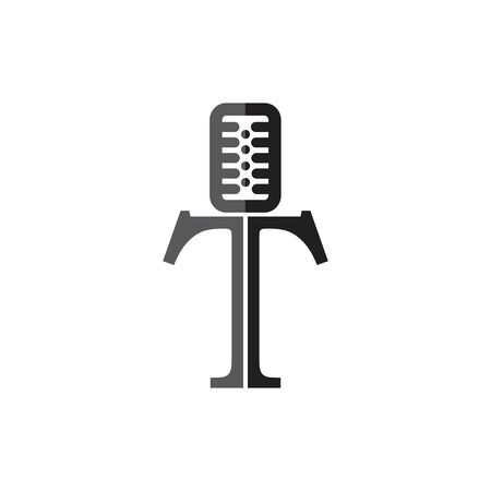 vintage microphone logo templateのイラスト素材