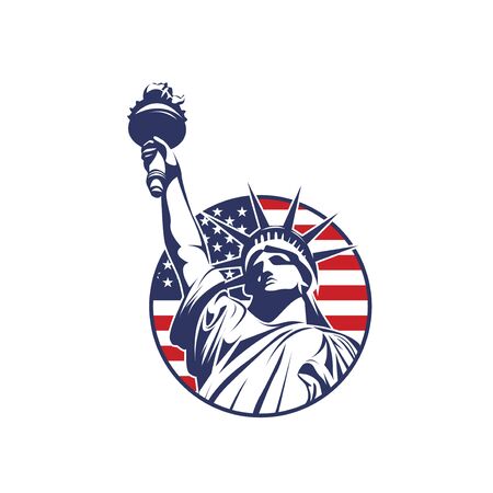 circle liberty logo with usa america flag vector illustrationのイラスト素材