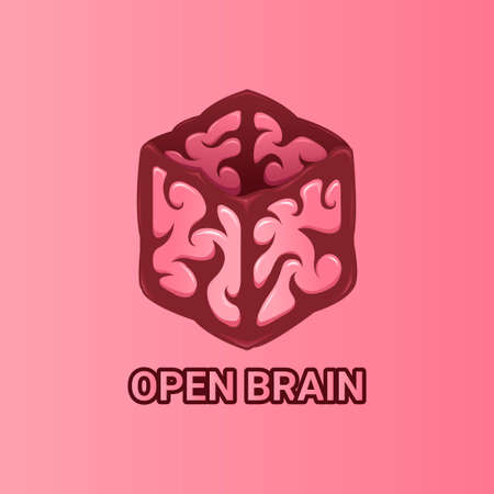 open box brain logo vector templateのイラスト素材