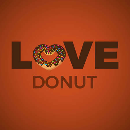 love donut typography with donut icon vectorのイラスト素材
