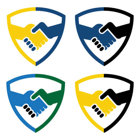 shield hand shake logo vector templateのイラスト素材