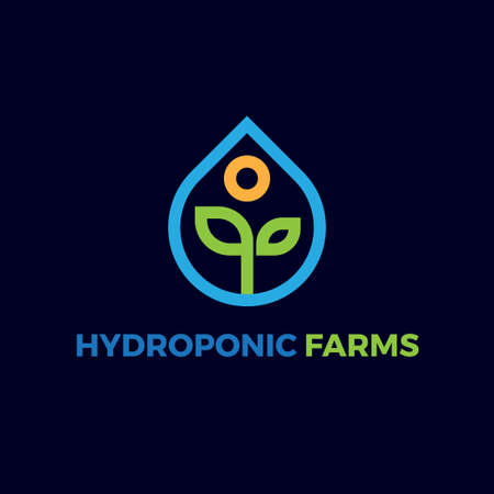 simple hydroponic farm line logo vector conceptのイラスト素材