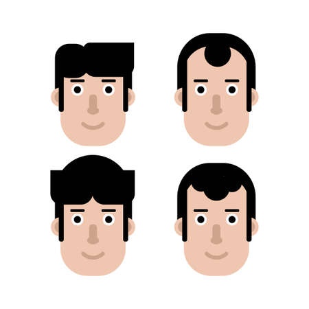 flat design of head character with different hair style