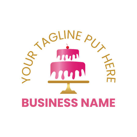 beautiful pink and gold baked cake logo template with high quality fileのイラスト素材