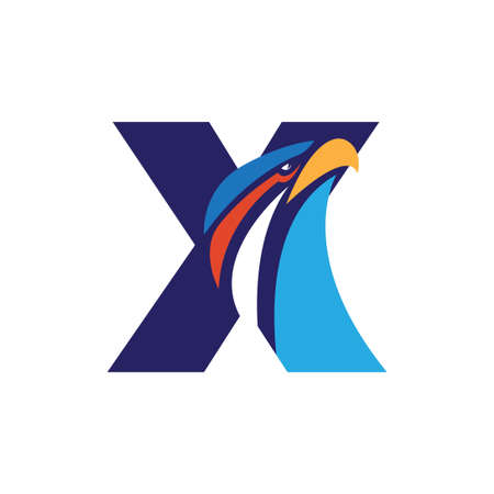 Letter initial logo with eagle head vector template suitable for any companiesのイラスト素材