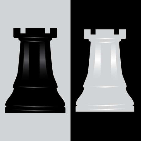 Rook black and white chess piece vector illustrationのイラスト素材