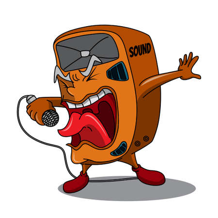 sound system screaming on microphone cartoon vector illustrationのイラスト素材