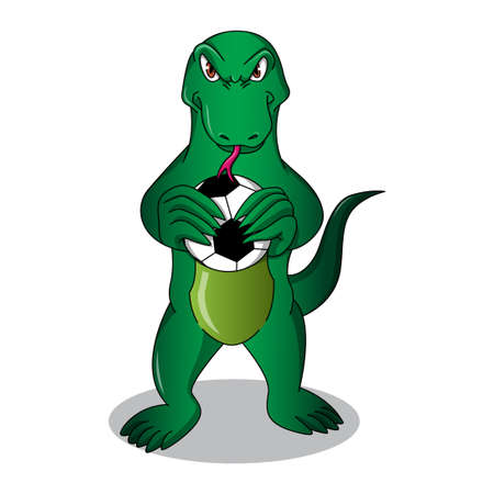 lizard mascot cartoon holding soccer ball vector templateのイラスト素材