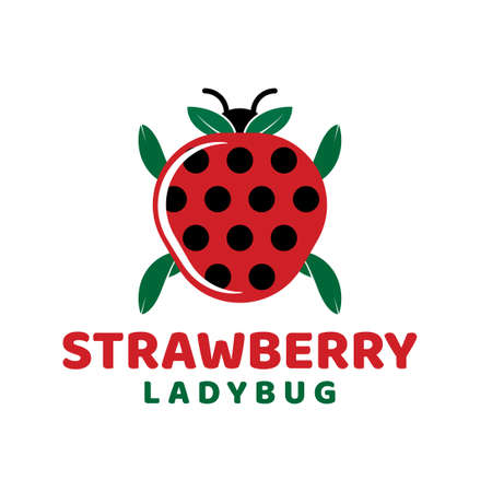 unique strawberry ladybug  vector templateのイラスト素材