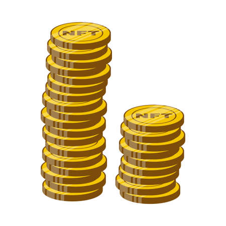 pile of nft gold coins vector iluustrationのイラスト素材