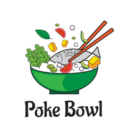 poke bowl restaurant logo vectorのイラスト素材