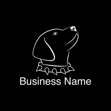 line dog head logo templateのイラスト素材