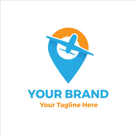 travel tour logo with pin location and planeのイラスト素材