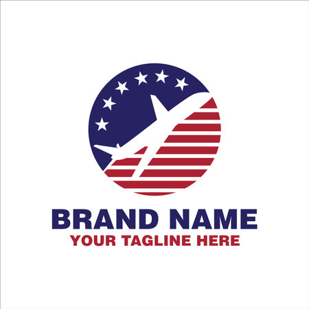 america travel tour logo with planeのイラスト素材