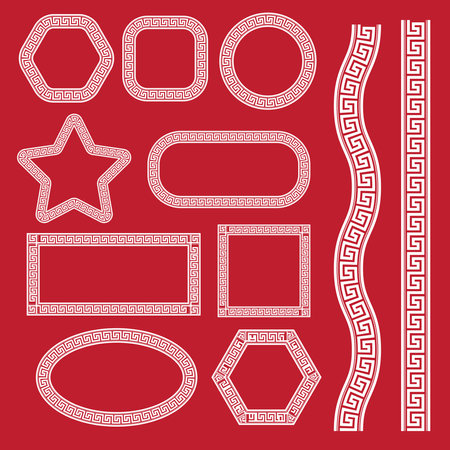 chinese pattern border vector setのイラスト素材
