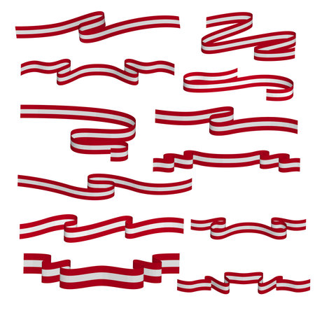 austria ribbon flag vector bundle setのイラスト素材