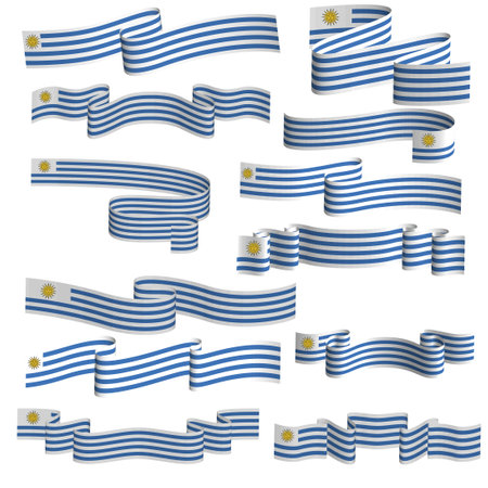 uruguay flag ribbon vector template setのイラスト素材
